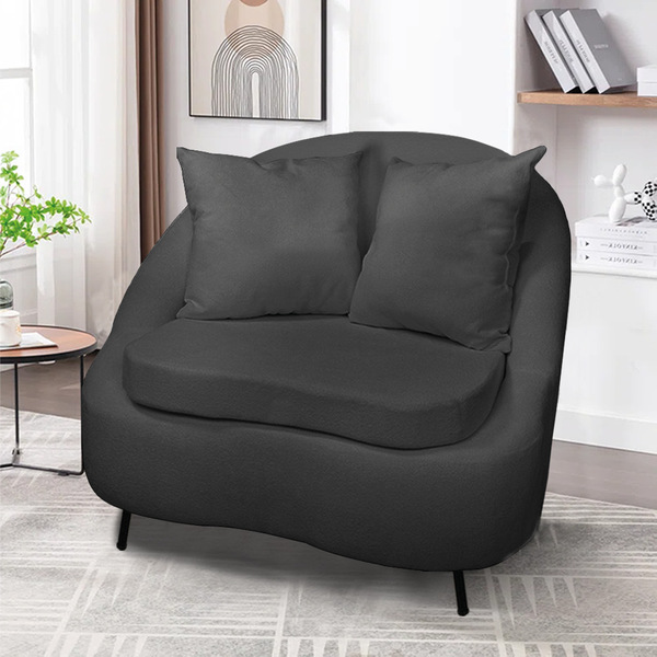 Poltrona Decorativa Orgânica Pé Ferro Preto Zaya Bouclê Grafi