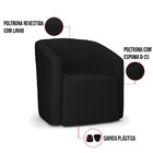 Poltrona Decorativa Orgânica Stella Max Linho Preto D03 - D'r