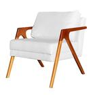 Poltrona Decorativa Paola Pés Madeira Corano Branco