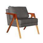 Poltrona Decorativa Paola Pés Madeira Suede Cinza