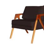 Poltrona Decorativa Paola Pés Madeira Suede Marrom