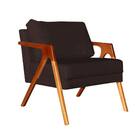 Poltrona Decorativa Paola Pés Madeira Suede Marrom