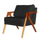 Poltrona Decorativa Paola Pés Madeira Suede Preto