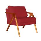 Poltrona Decorativa Paola Pés Madeira Veludo Vermelho