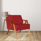 Poltrona Decorativa Paola Pés Madeira Veludo Vermelho