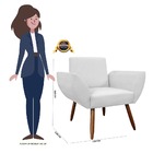 Poltrona Decorativa Para Recepção Sala Flora Suede Branco