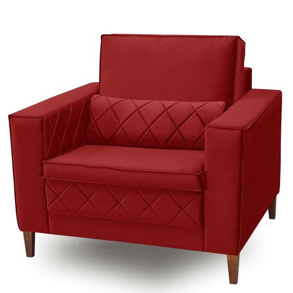 Poltrona Decorativa Para Sala 1 Lugar Lara Veludo Isofa Verme