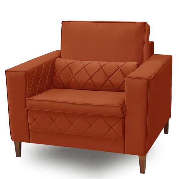 Poltrona Decorativa Para Sala 1 Lugar Lara Veludo Laranja Iso