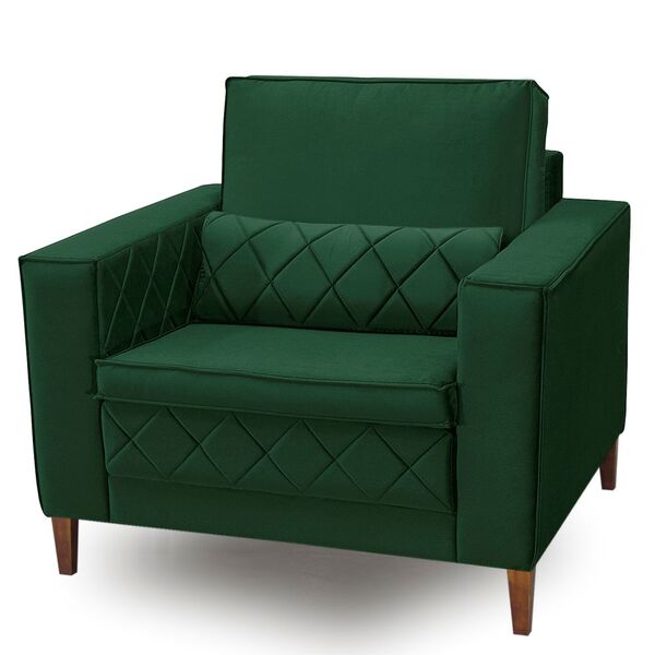 Poltrona Decorativa Para Sala 1 Lugar Lara Veludo Verde Isofa