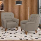 Poltrona Decorativa Para Sala 1 Lugar Pés Madeira Lima M22 Pu