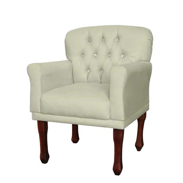 Poltrona Decorativa Para Sala Anita Pés Luis Xv Suede Bege