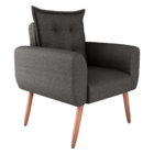 Poltrona Decorativa Para Sala Arcos Linho Chumbo