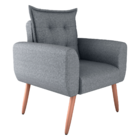 Poltrona Decorativa Para Sala Arcos Linho Cinza Saturno