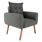 Poltrona Decorativa Para Sala Arcos Suede Cinza