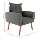 Poltrona Decorativa Para Sala Arcos Suede Cinza