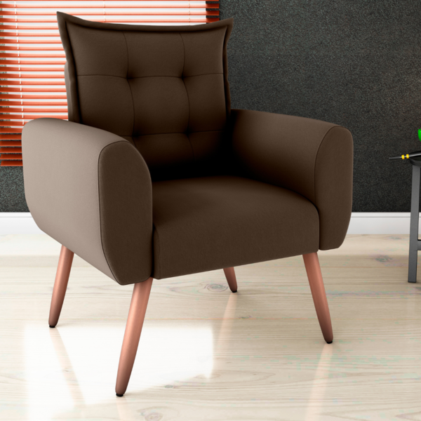 Poltrona Decorativa Para Sala Arcos Suede Marrom