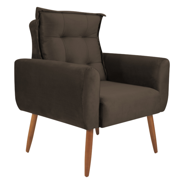 Poltrona Decorativa Para Sala Arcos Veludo Marrom