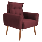 Poltrona Decorativa Para Sala Arcos Veludo Vinho