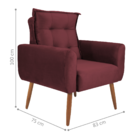 Poltrona Decorativa Para Sala Arcos Veludo Vinho