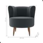 Poltrona Decorativa Para Sala Ariel  Veludo Cinza