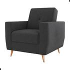 Poltrona Decorativa Para Sala Aruba Veludo Cinza