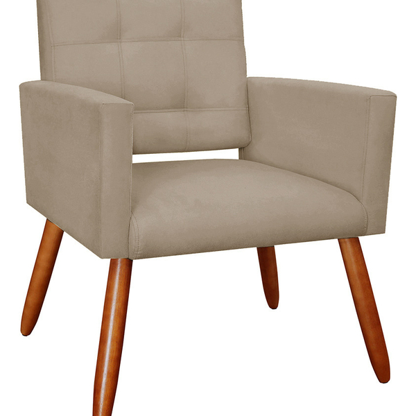 Poltrona Decorativa Para Sala Camila Suede - Estopar - Marrom