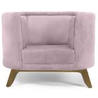 Poltrona Decorativa Para Sala De Estar Base De Madeira Ferrar