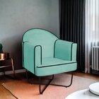 Poltrona Decorativa Para Sala De Estar Base X Eva Azul Tiffan