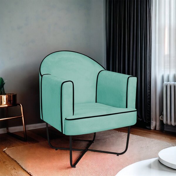 Poltrona Decorativa Para Sala De Estar Base X Eva Azul Tiffan