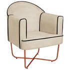 Poltrona Decorativa Para Sala De Estar Base X Eva Bege/bronze