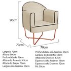 Poltrona Decorativa Para Sala De Estar Base X Eva Bege/bronze