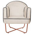 Poltrona Decorativa Para Sala De Estar Base X Eva Bege/bronze