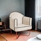 Poltrona Decorativa Para Sala De Estar Base X Eva Bege/bronze