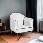 Poltrona Decorativa Para Sala De Estar Base X Eva Branco/dour