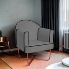 Poltrona Decorativa Para Sala De Estar Base X Eva Cinza/bronze