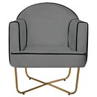 Poltrona Decorativa Para Sala De Estar Base X Eva Cinza/doura
