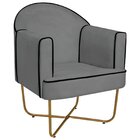 Poltrona Decorativa Para Sala De Estar Base X Eva Cinza/doura