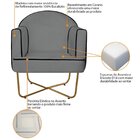 Poltrona Decorativa Para Sala De Estar Base X Eva Cinza/doura