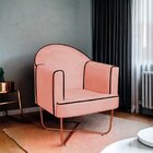 Poltrona Decorativa Para Sala De Estar Base X Eva Coral/bronze