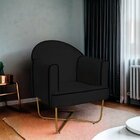 Poltrona Decorativa Para Sala De Estar Base X Eva Preto/doura