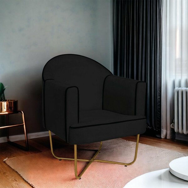 Poltrona Decorativa Para Sala De Estar Base X Eva Preto/doura