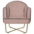 Poltrona Decorativa Para Sala De Estar Base X Eva Rosê/dourado