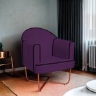 Poltrona Decorativa Para Sala De Estar Base X Eva Roxo/bronze