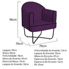 Poltrona Decorativa Para Sala De Estar Base X Eva Roxo/preto