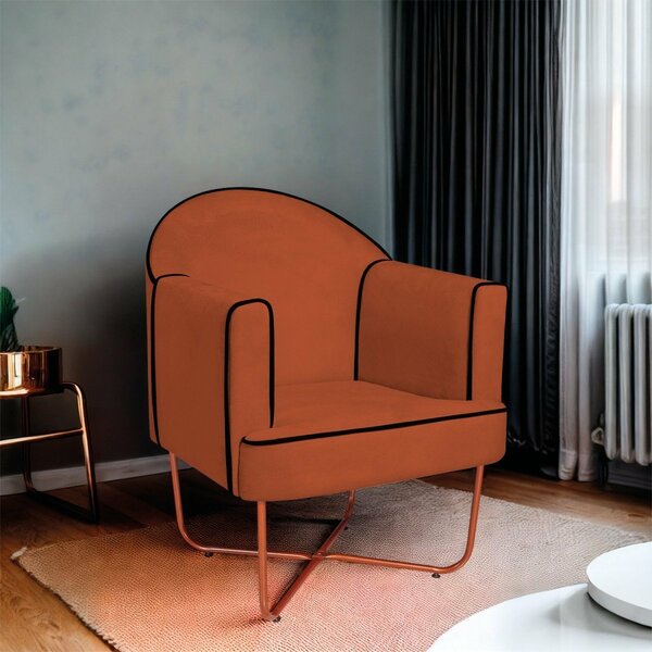 Poltrona Decorativa Para Sala De Estar Base X Eva Terracota/b