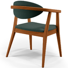 Poltrona Decorativa Para Sala De Estar Cecília L02 Linho Verd