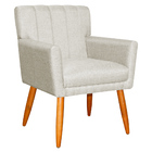 Poltrona Decorativa Para Sala De Estar Cecília Linho Bege - M