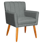 Poltrona Decorativa Para Sala De Estar Cecília Linho Cinza -