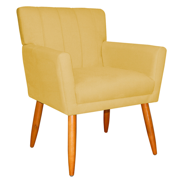 Poltrona Decorativa Para Sala De Estar Cecília Suede Amarelo