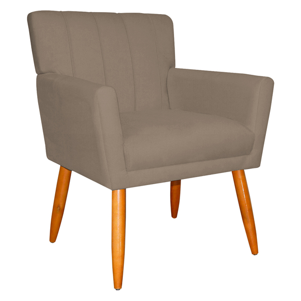 Poltrona Decorativa Para Sala De Estar Cecília Suede Cappucci